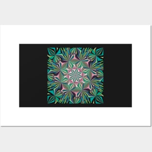 Lavender, Teal, Black and Blue Mandala Posters and Art